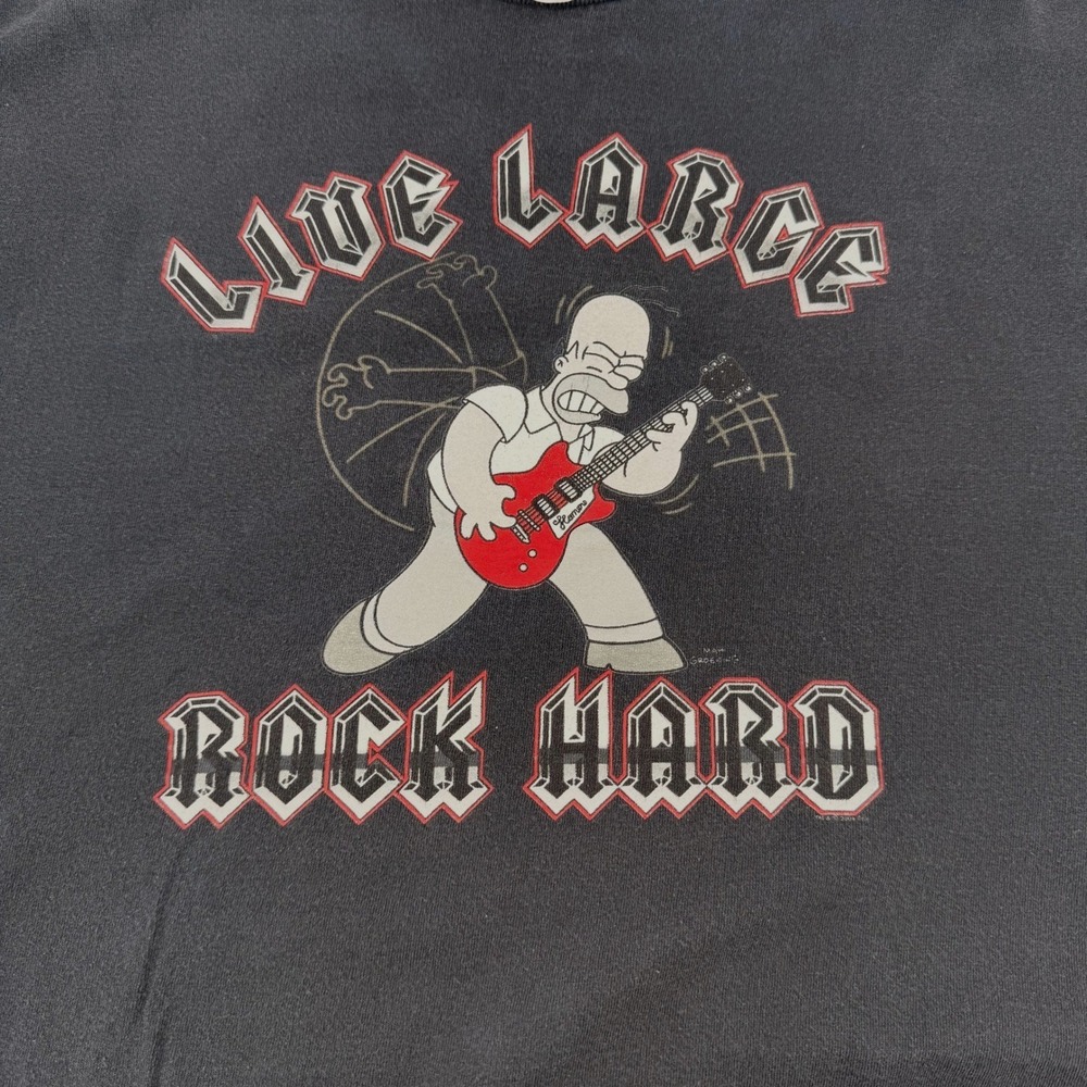 Vintage Y2K Simpsons Homer Live Large Rock Hard T Shirt Mens L Delta Pro Weight
